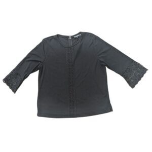 NWT Karl Lagerfeld Black Lace 3/4 Bell Sleeve Top Sz XL